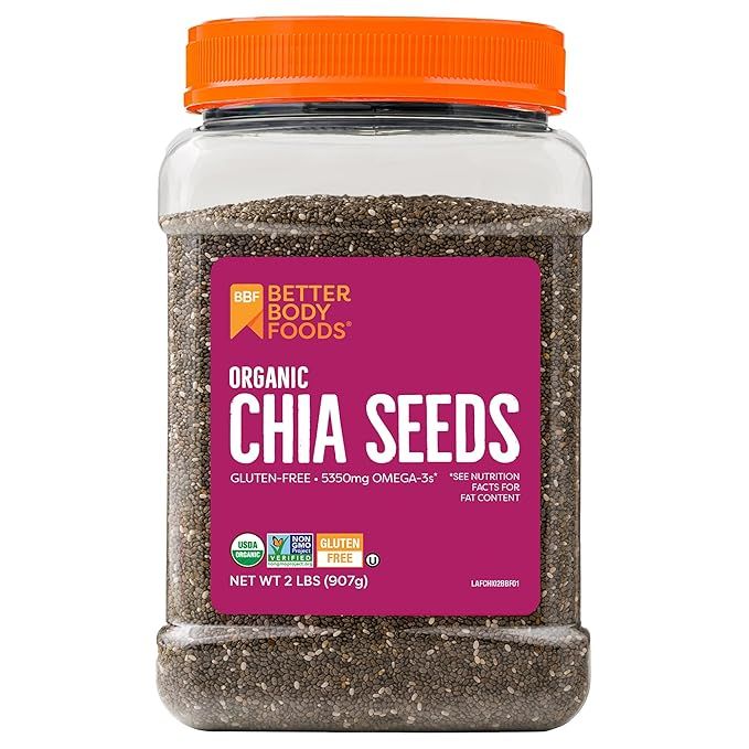 BetterBody Foods Organic Chia Seeds with Omega-3, Non-GMO, Gluten Free, Keto Diet Friendly, Vegan... | Amazon (US)