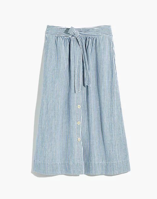 Tie Palisade Button-Front Midi Skirt in Pilar Stripe | Madewell