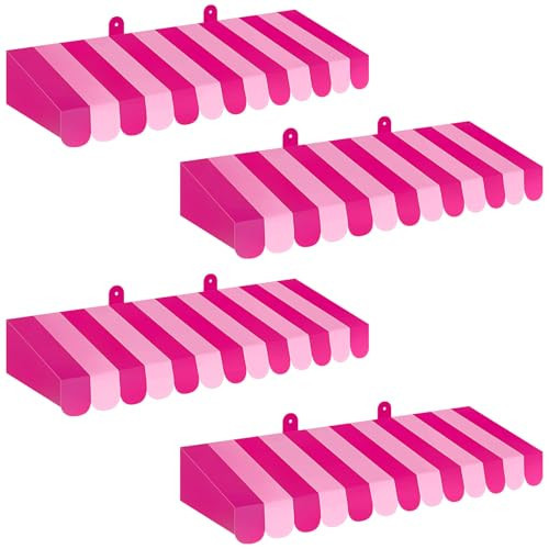 Boao 4 Pack Circus Awning Decoration 3D Stripe Cardboard Awning Carnival Wall Decor Circus Party Favors for Lemonade Stand Bakery Ice Cream Truck Bulletin Board Decor(Rose Pink and Pink) | Amazon (US)