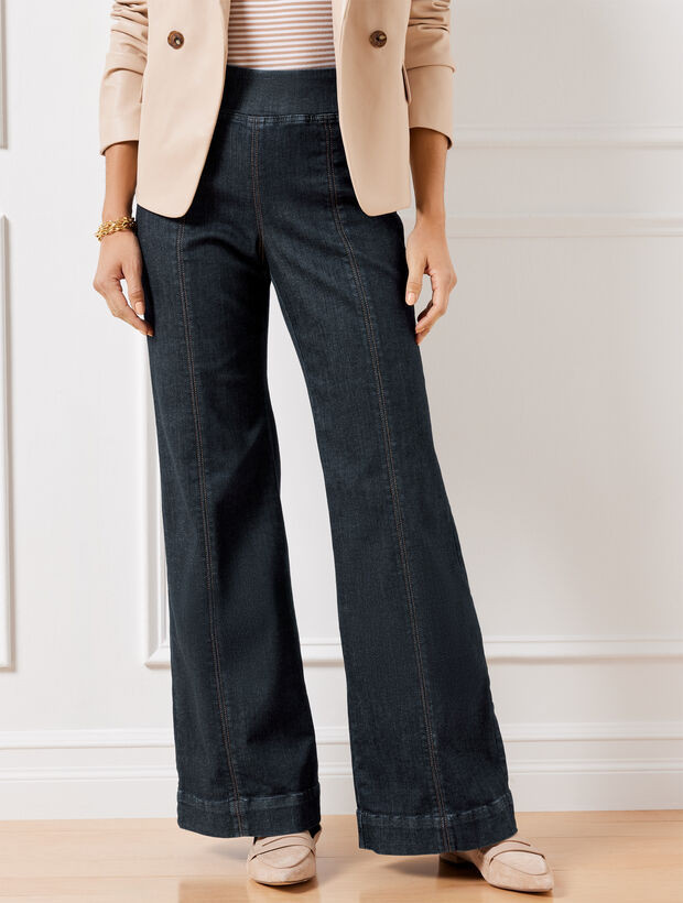 Flare Leg Pull-On Travel Jeans - Oxford Wash | Talbots