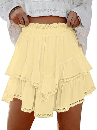 Lepunuo Womens Shorts High Waisted Skorts Flowy Skirt with Short Underneath Tennis Skirts Plus Size | Amazon (US)