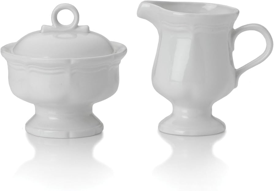 Mikasa French Countryside Sugar and Creamer Set, White | Amazon (US)