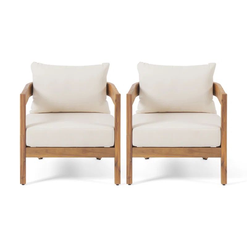 Mica Acacia Outdoor Lounge Chair with Cushions (Set of 2) | Wayfair North America