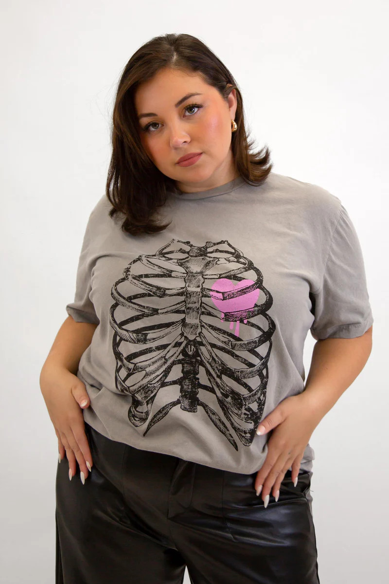 Rib Cage Heart Garment Dye Oversized Tee | LULUSIMONSTUDIO