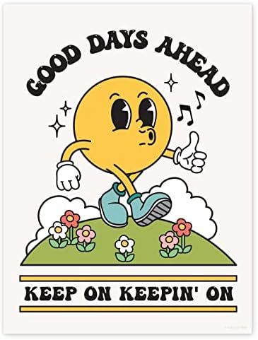 Good Days Ahead Retro Poster Wall Art Print, Cute Room Decor Retro Aesthetic, Positive Quote Art ... | Amazon (US)