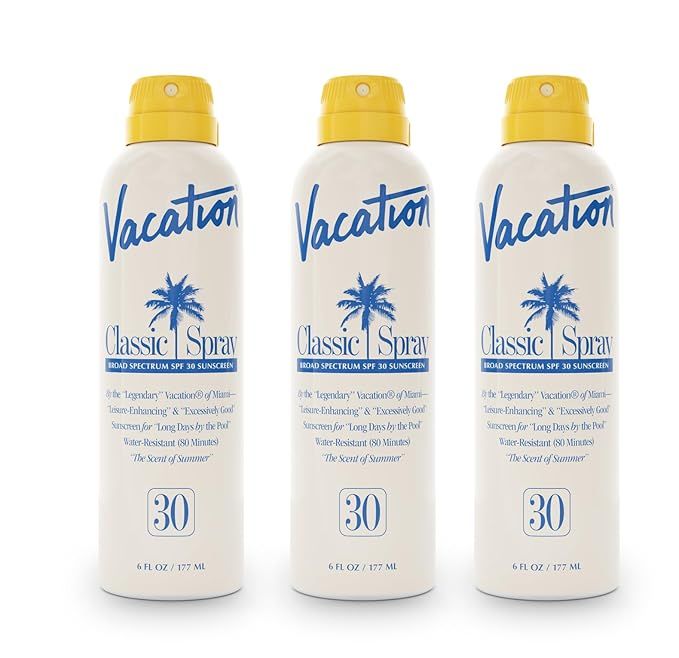 Vacation Classic Spray Sunscreen SPF 30 3-Pack, Broad Spectrum Sunscreen Spray, Vegan Sunblock Sp... | Amazon (US)