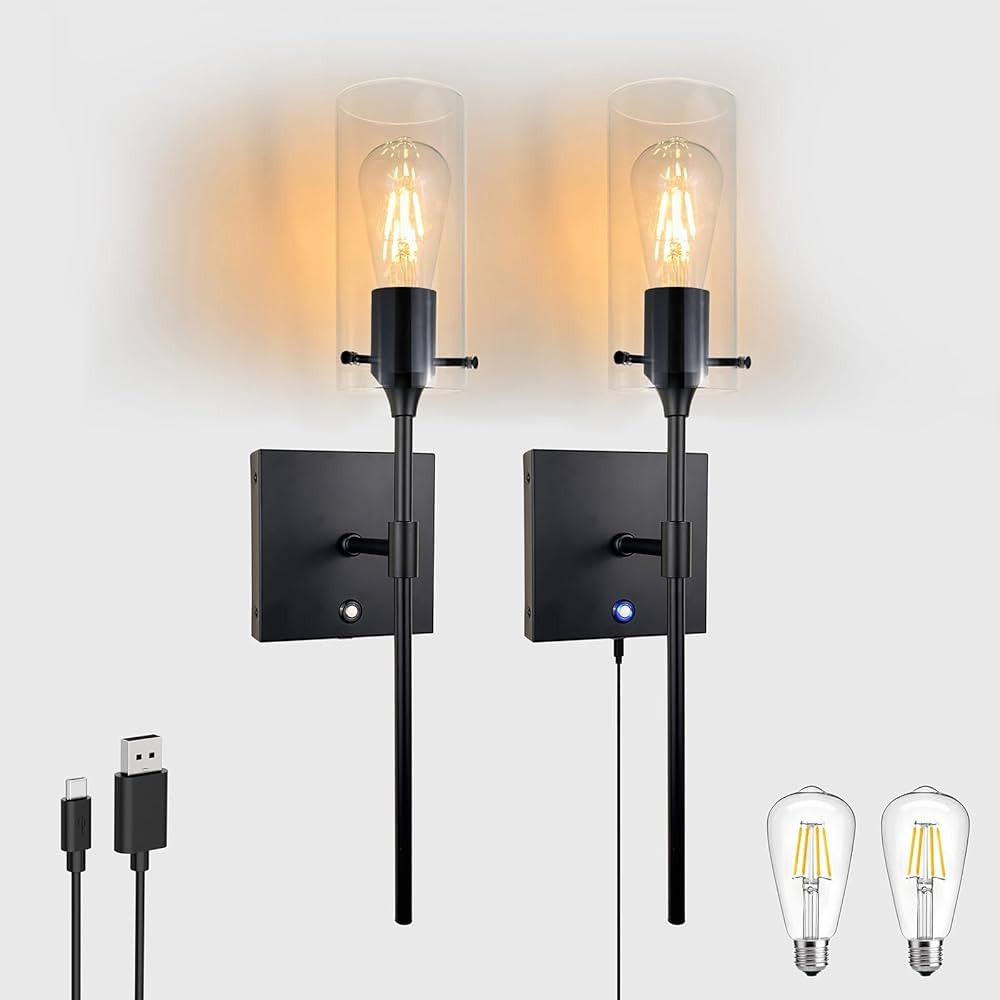 ThyFenno Dimmable Battery Operated Wall Sconce Set of 2, Rechargeable Wall Mount Light No Wiring,... | Amazon (US)