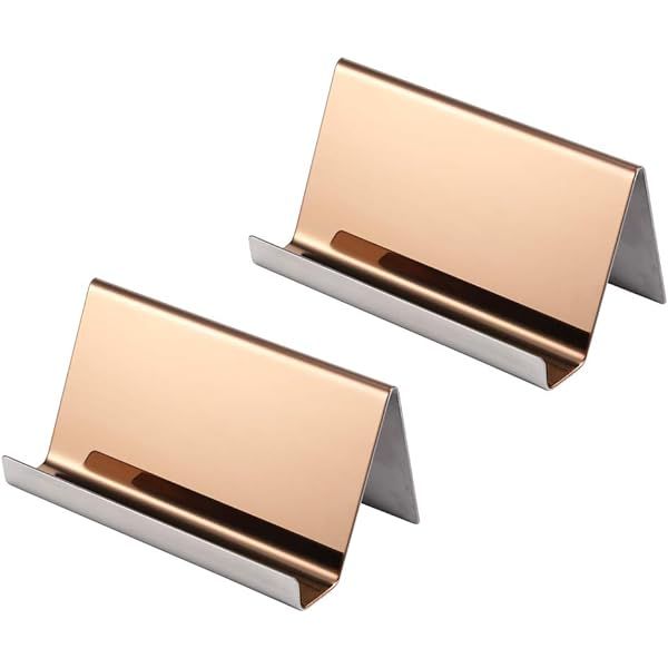 Business Card Holder Rose Gold (3-Pack), 9 x 5 x 4.5 cm Stainless Steel Business Card Table Top Disp | Amazon (US)