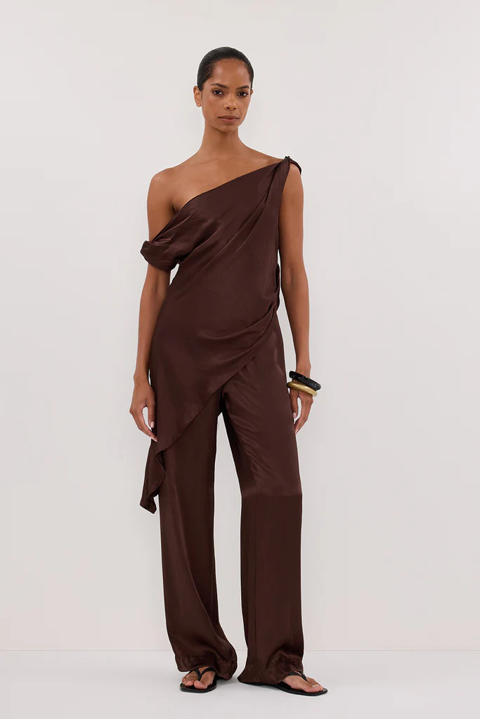 MONICA BITTER CHOC SATIN PANT | DISSH