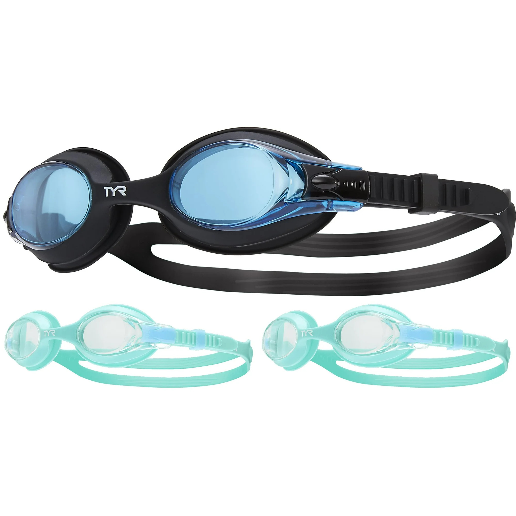 4 Pack TYR Youth Fit Swimple Non-Mirrored Swim Goggle- Black and Teal | Walmart (US)