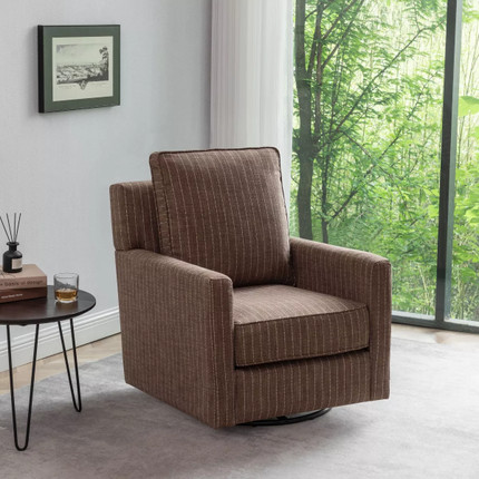 Swivel Glider Club Chair Brown/White Stripe