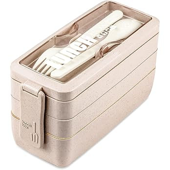 Iteryn Bento Box Lunch Box, 3-In-1 Compartment Lunch Containers - Wheat Straw, Leakproof Stackabl... | Amazon (US)