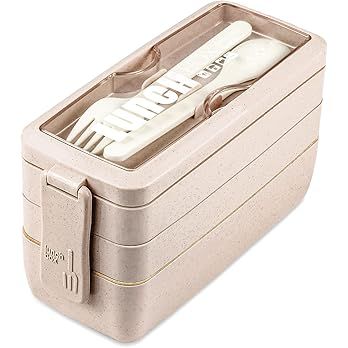 Iteryn Bento Box Lunch Box, 3-In-1 Compartment Lunch Containers - Wheat Straw, Leakproof Stackabl... | Amazon (US)