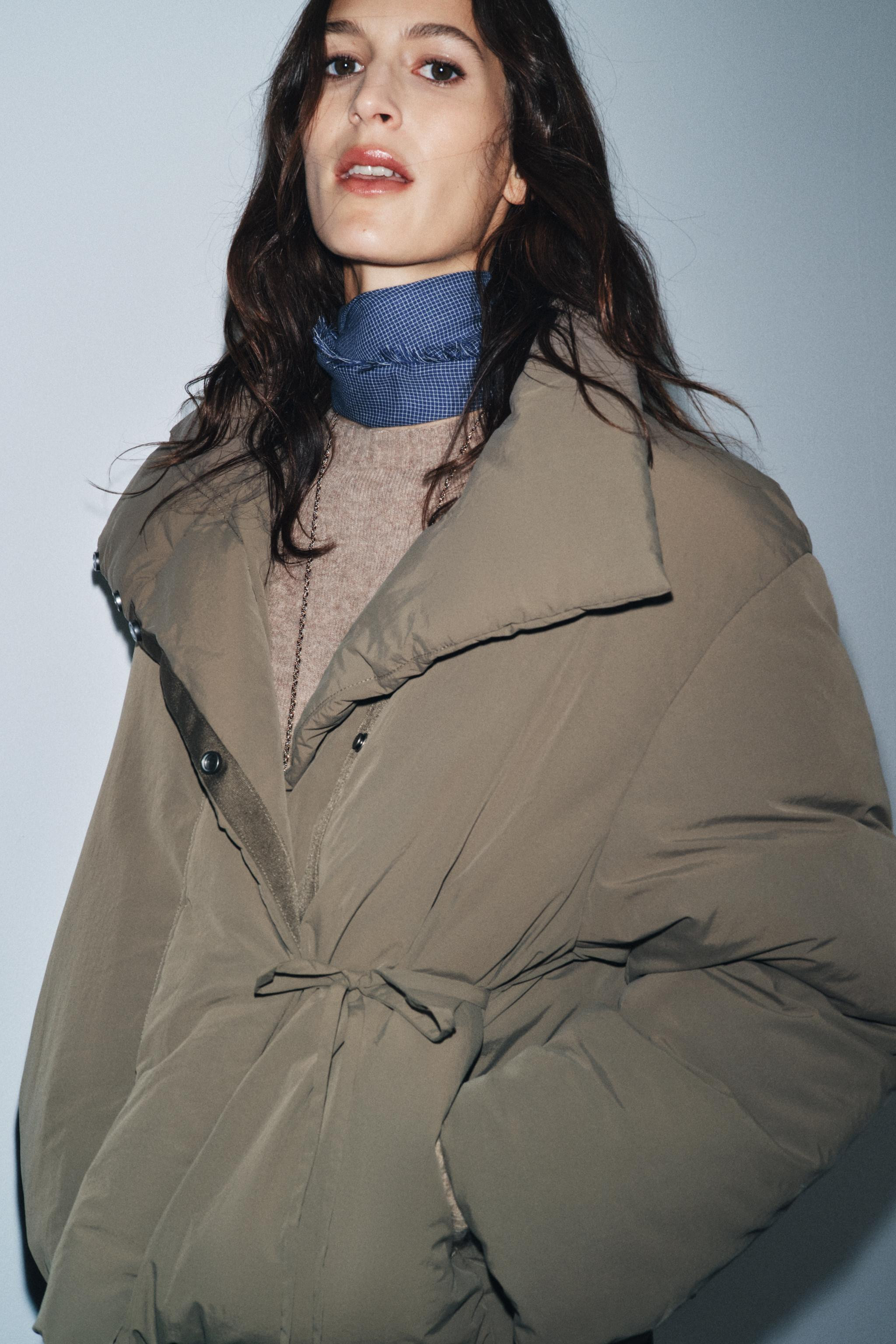 ZW COLLECTION QUILTED CROPPED COAT WITH TIES | Zara UK