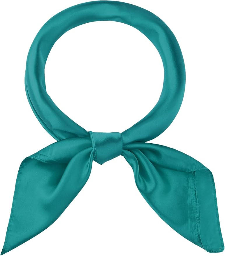 Women Solid Satin Scarves, 35"x35" Large Square Silky Neck Scarf Neckerchief Head Wrap Bandanas | Amazon (US)