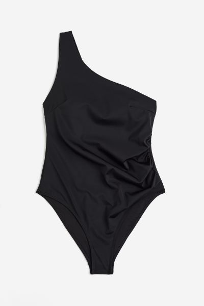 Light Shape One-shoulder Swimsuit - Asymmetric Neckline - Sleeveless - Black - Ladies | H&M US | H&M (US + CA)