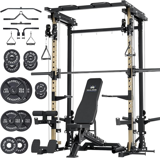 MAJOR FITNESS Drone3 Smith Machine, 2500lbs All-in-One Home Gym Power Rack with Dual Pulley Syste... | Amazon (US)