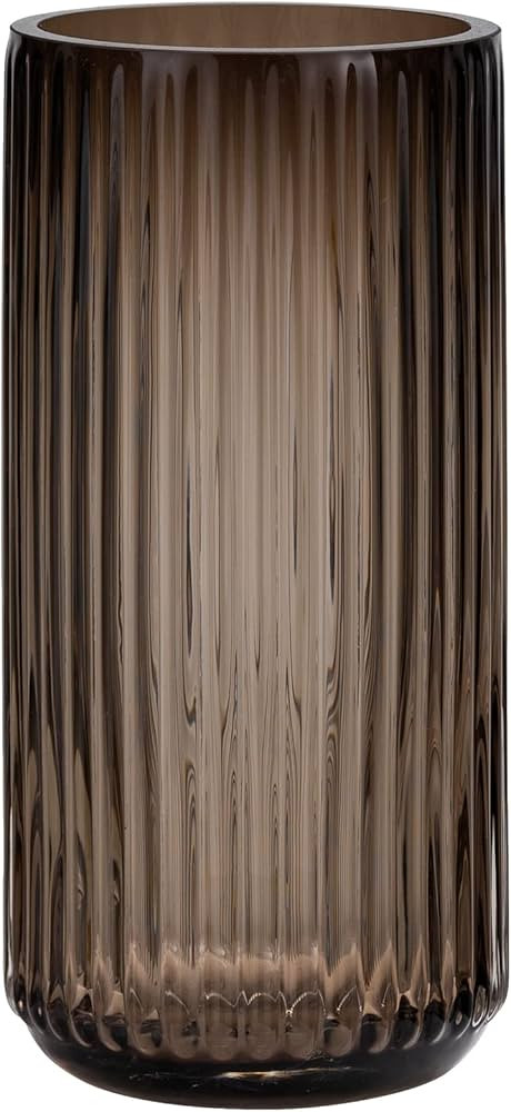 TIMEFOTO Flower Vase 7.5 inch Amber Thickened Hand Blow Glass Vase Round Vintage Striped Bottles ... | Amazon (US)