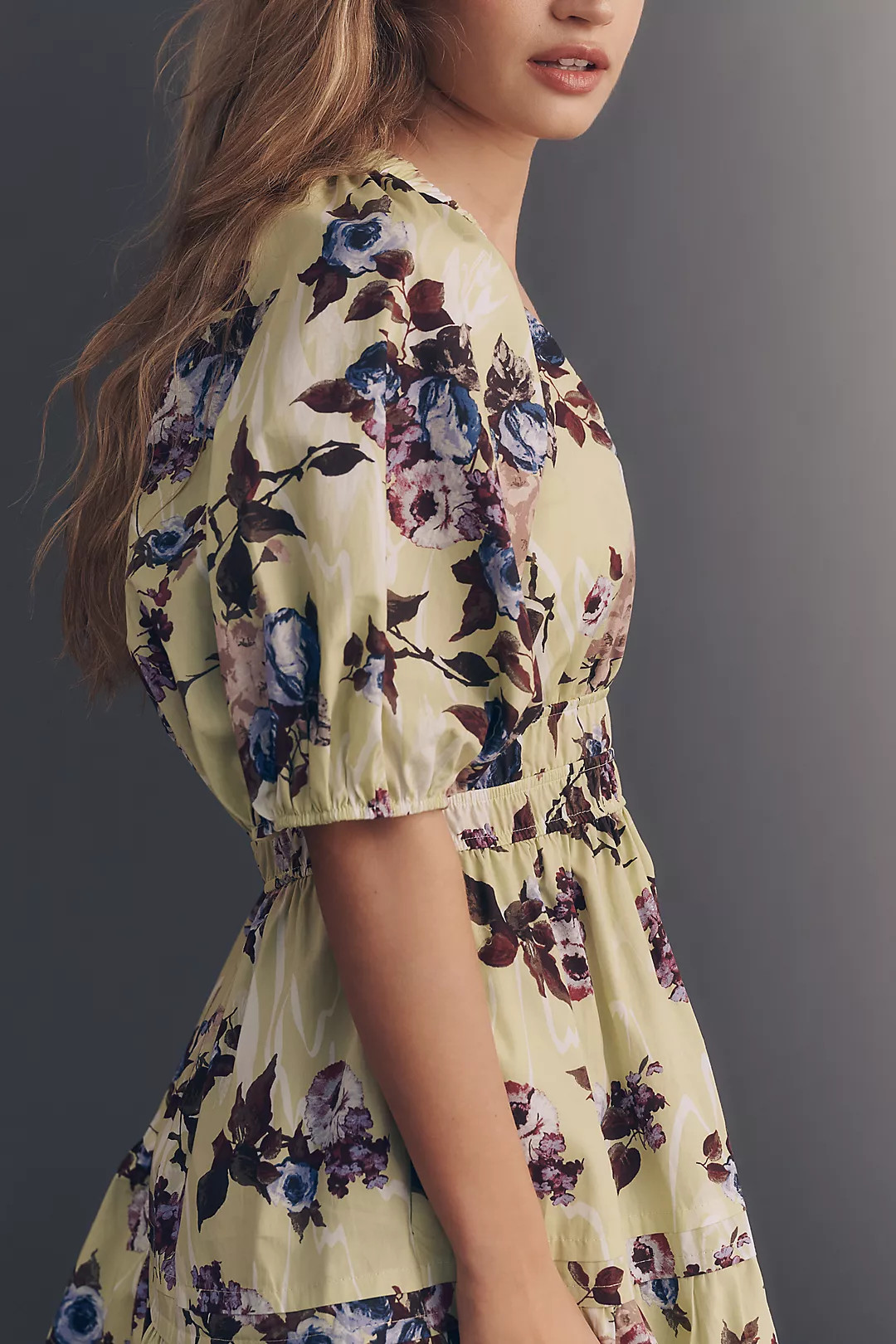 Maeve 100% Cotton Puff-Sleeve Smocked A-Line Mini Dress | Anthropologie (US)
