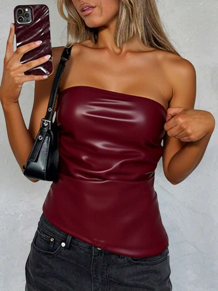 Siren Gaze Women's Summer White Top  Solid Color Top Fashionable Ruched Asymmetric Hem Tube Top R... | SHEIN