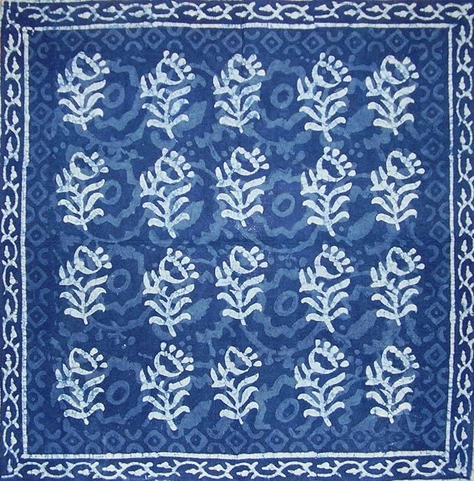 HOMESTEAD Dabu Block Print Cotton Table Napkin 18" x 18" Indigo Blue | Amazon (US)