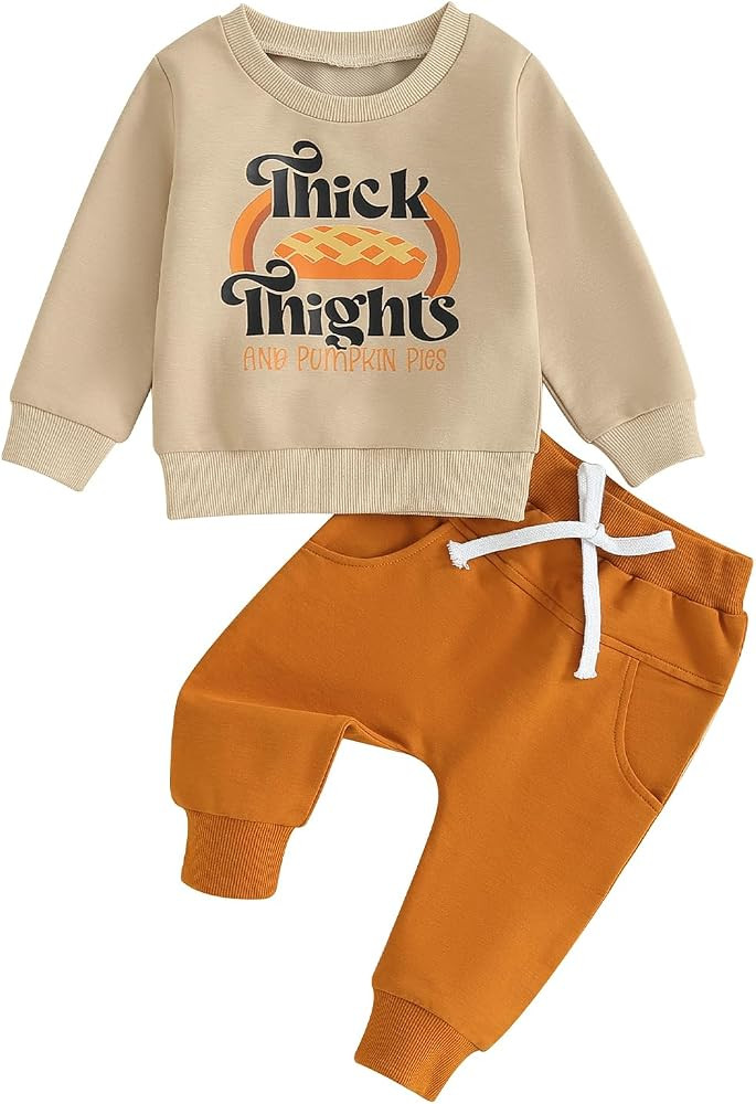 AEEMCEM Baby Boy Thanksgiving Outfit Turkey Long Sleeve Pullover Sweatshirt and Pants Set Toddler... | Amazon (US)