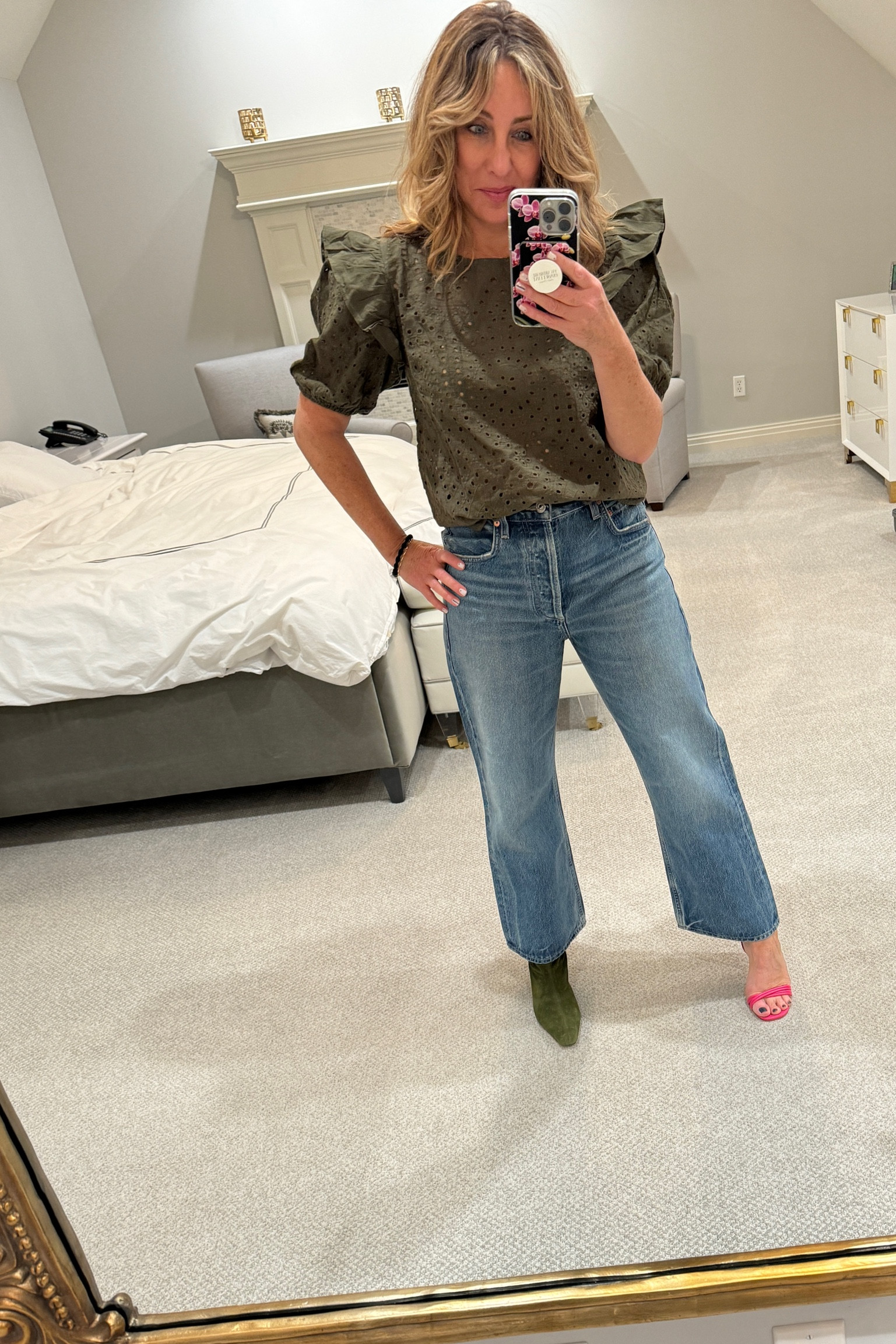 I’m loving this girly blouse style these days! Tucking this top in made the outfit look entirely different and serves as some waist definition. Which shoes should I wear?! 💚

#LTKSeasonal #LTKSpringSale #LTKstyletip