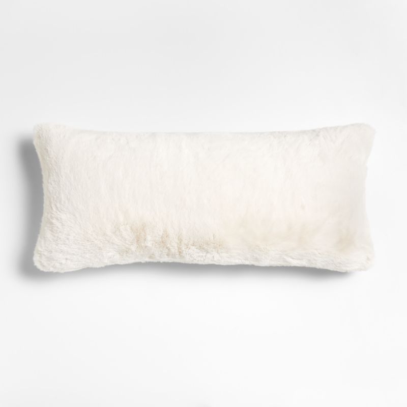 Ivory Faux Fur Holiday Decorative Throw Pillow Cover 36"x16" + Reviews | Crate & Barrel | Crate & Barrel