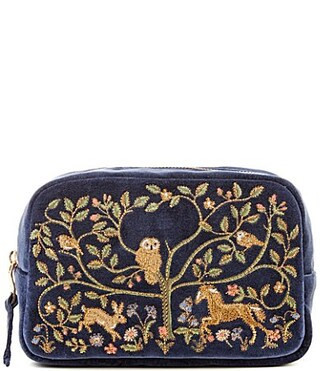 Elizabeth Scarlett Tree of Life Velvet Embroidered Makeup Bag - Bright Blue | Dillard's