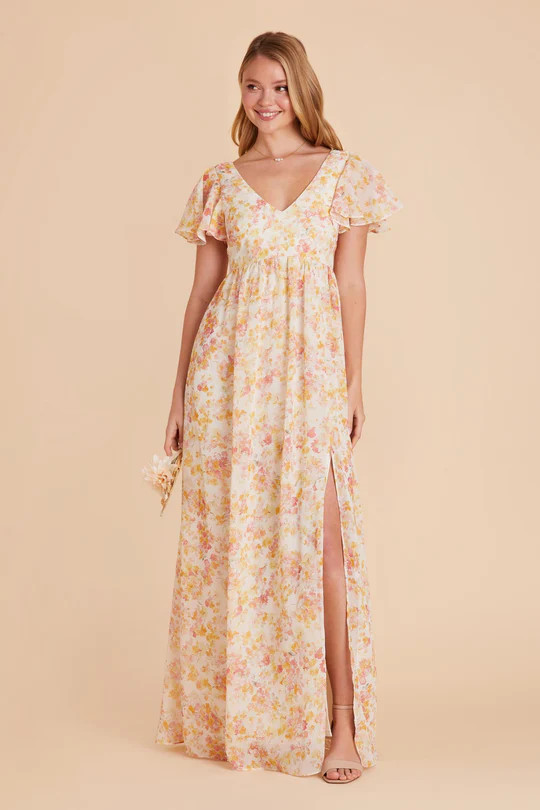 Hannah Empire Dress - Pressed Floral | Birdy Grey