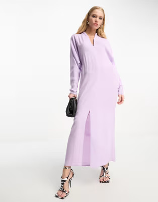 ASOS DESIGN plunge neck batwing midi dress in lilac | ASOS | ASOS (Global)