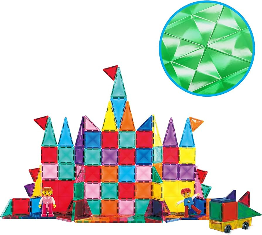 PicassoTiles 120 Pieces Magnetic Tiles Building Blocks Mini Size Diamond Series Magnet Toys Travel S | Amazon (US)