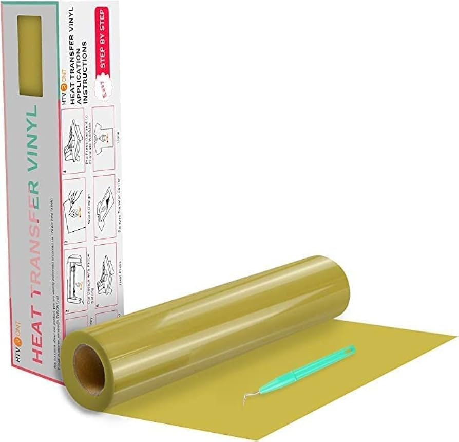 HTVRONT HTV Vinyl Rolls Heat Transfer Vinyl - 12" x 20ft Gold HTV Vinyl for Shirts, Iron on Vinyl... | Amazon (US)