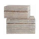 The Urban Port Wooden Decorative Storage Box with Block Stripe Pattern, Set of 2, Brown and White, 2 | Amazon (US)