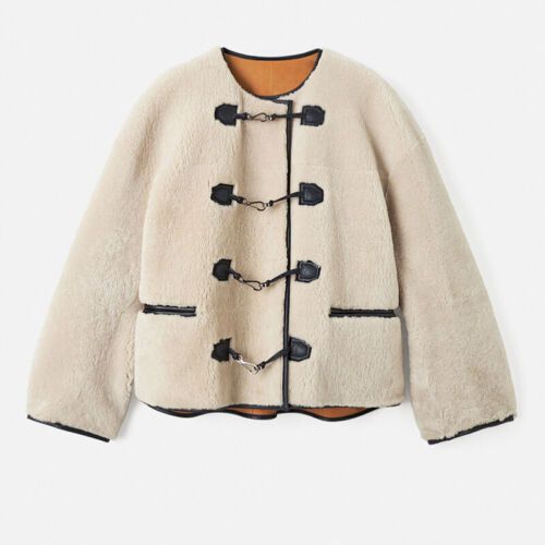 Toteme Women Vintage Fur Crew Neck Jacket Fur One Coat Metal Buckle Short Jacket  | eBay | eBay UK