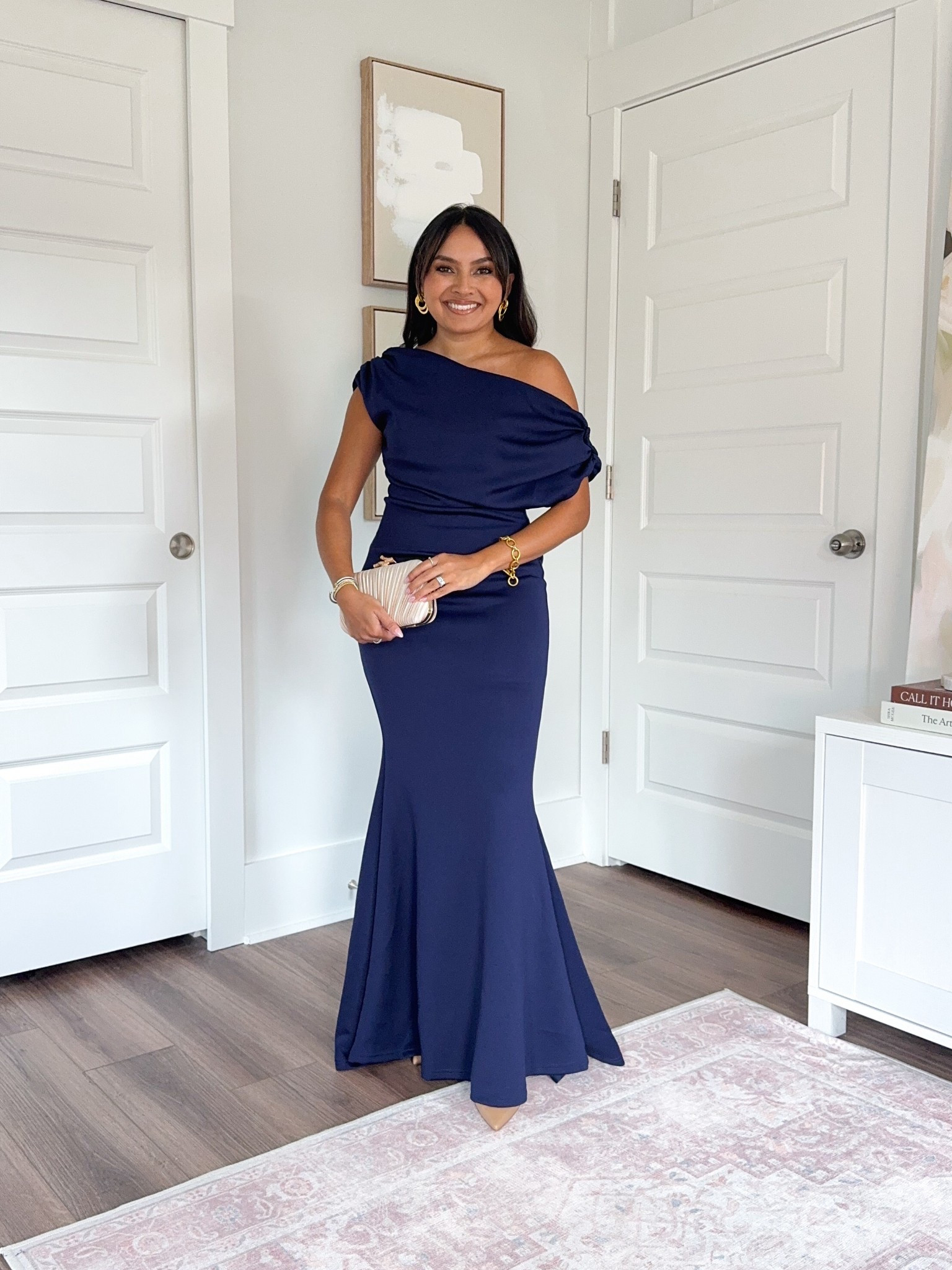 Navy blue dress size small - a little long on me with heels
Heels size 5 TTS


#LTKWedding #LTKStyleTip #LTKPetite
