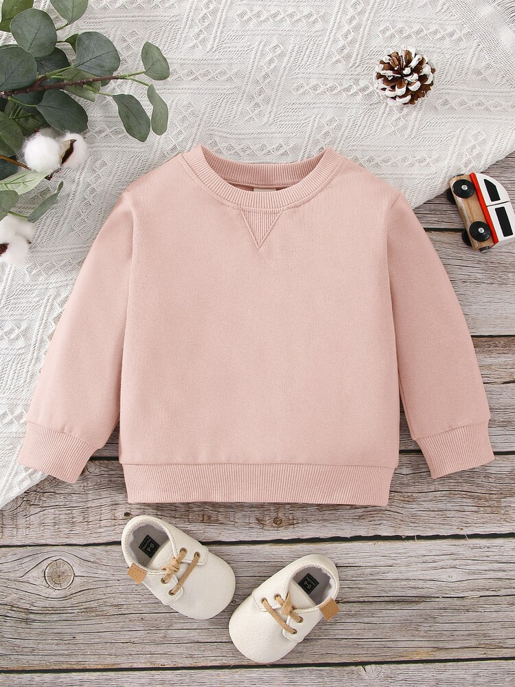 Baby Solid Round Neck Sweatshirt | SHEIN