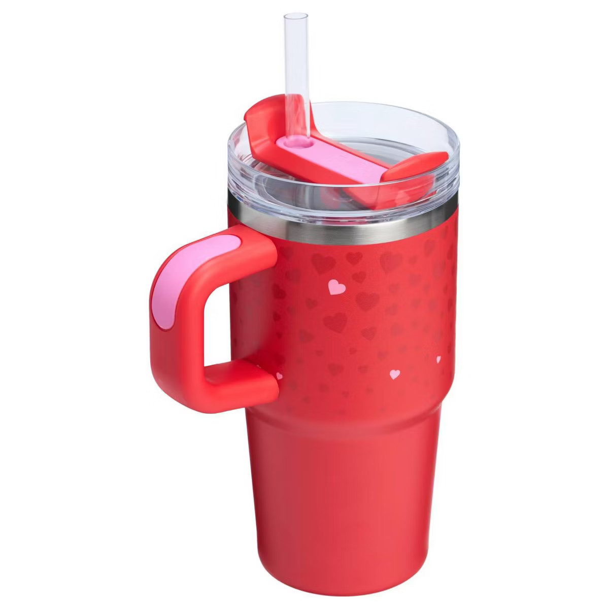 Stanley 20 oz Stainless Steel H2.0 Flowstate Quencher Tumbler with handle Ruby Hearts | Target