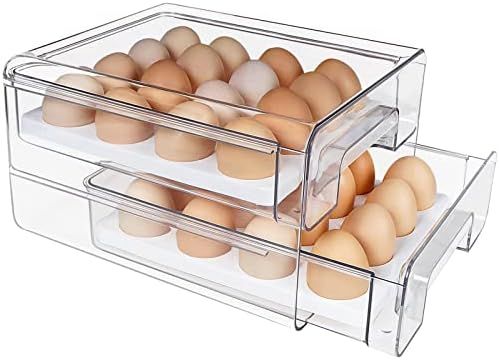 Amazon.com: 32 Grid Large Capacity Egg Holder for Refrigerator, Double Layer Drawer Type, Multi-Func | Amazon (US)