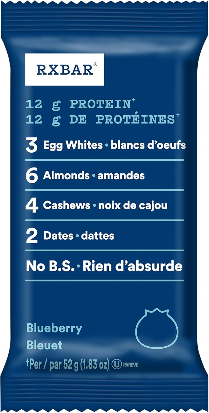 RXBAR Protein Bar Blueberry 12x52g (Pack of 12) | Amazon (CA)