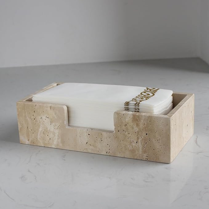Natural Travertine Napkin Holder 9.8"x4.9"x2.8", Guest Towel Holder, Paper Hand Basket for Bathro... | Amazon (US)