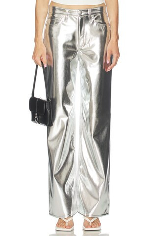 Logan Faux Leather Wide Leg Pant in Silver | Revolve Clothing (Global)