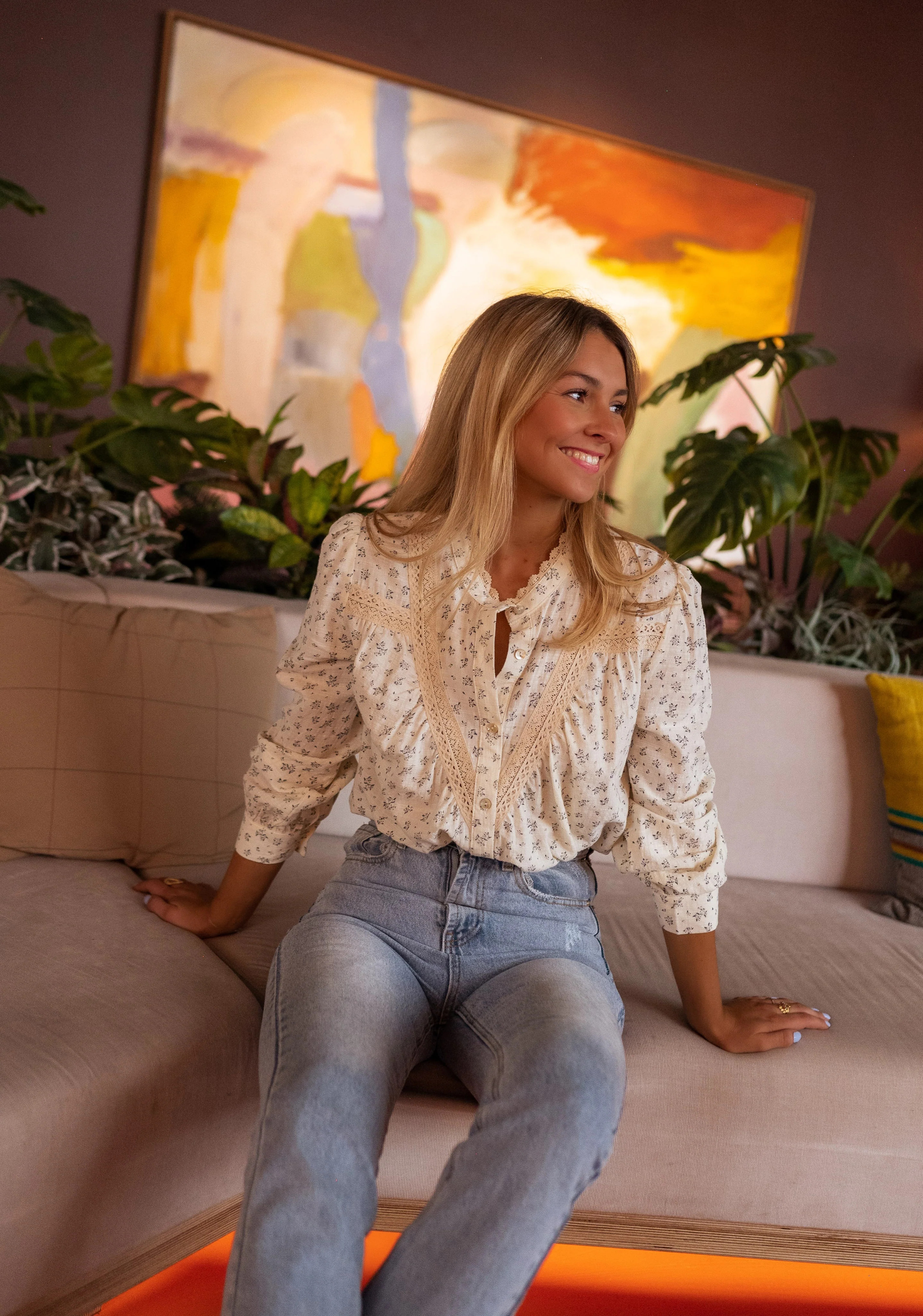 Beige Floral Brida Shirt | Easy Clothes