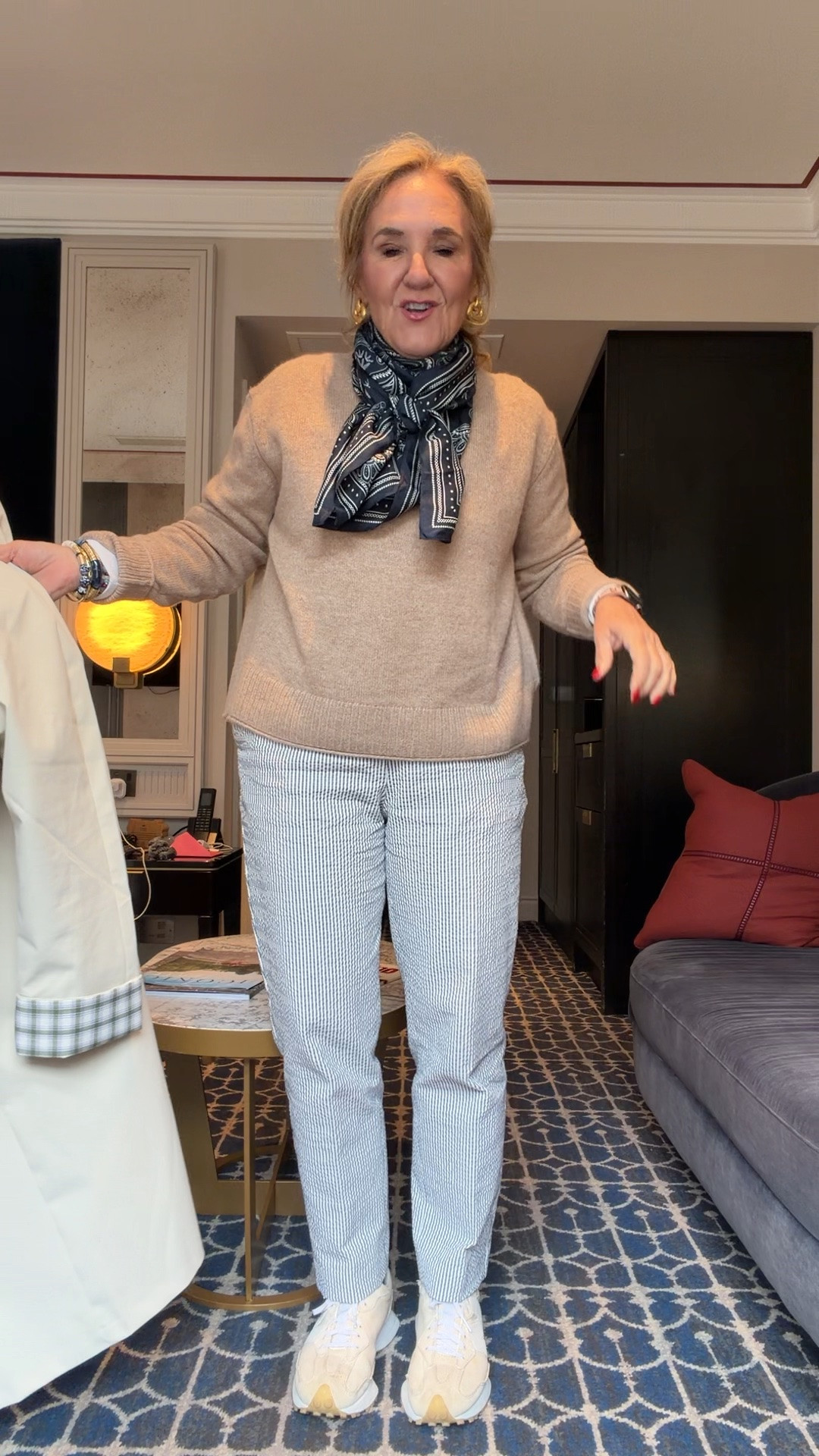 London out and about. Linking my travel capsule 

Cashmere medium 
Trench med petite 
Pants 6 reg

#LTKTravel #LTKOver40 #LTKPetite