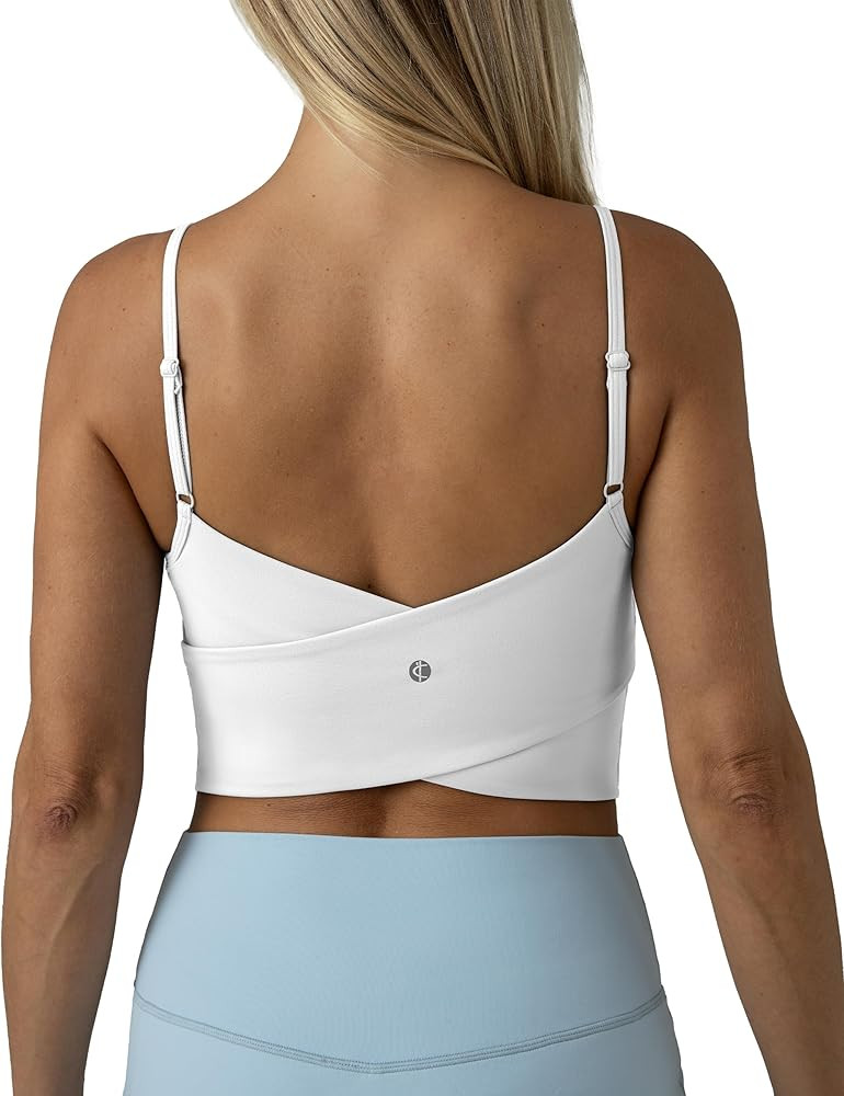 Colorfulkoala Women's Dreamlux Crop Tank Tops with Built in Bra Adjustable Spaghetti Strap Workou... | Amazon (US)