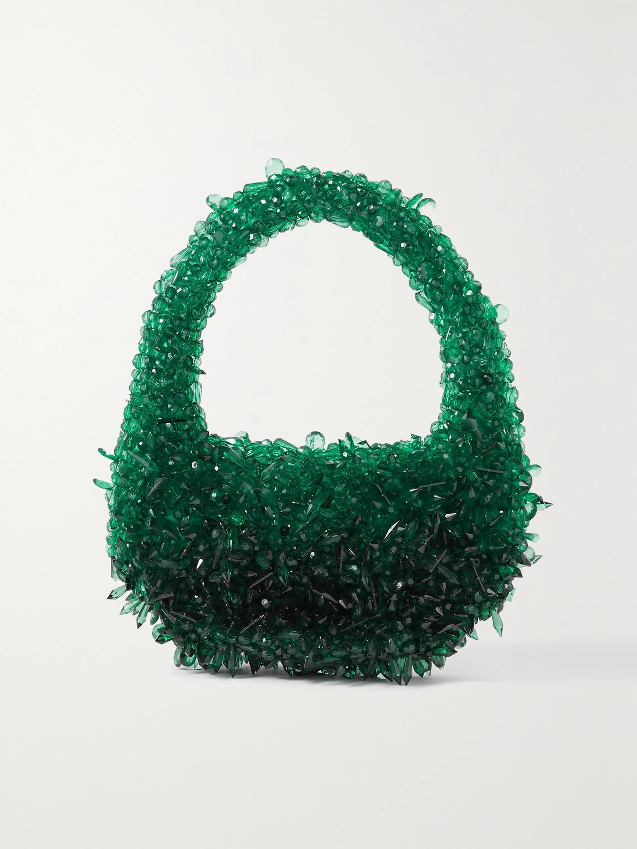 Clio Peppiatt - + The Vanguard Quartz Bead-embellished Satin Shoulder Bag - Green | NET-A-PORTER (US)