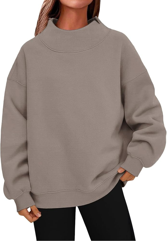 Mock Neck Sweatshirt For Women | Oversized Turtleneck Sweater, Long Sleeve Fleece Pullover Tops, ... | Amazon (US)