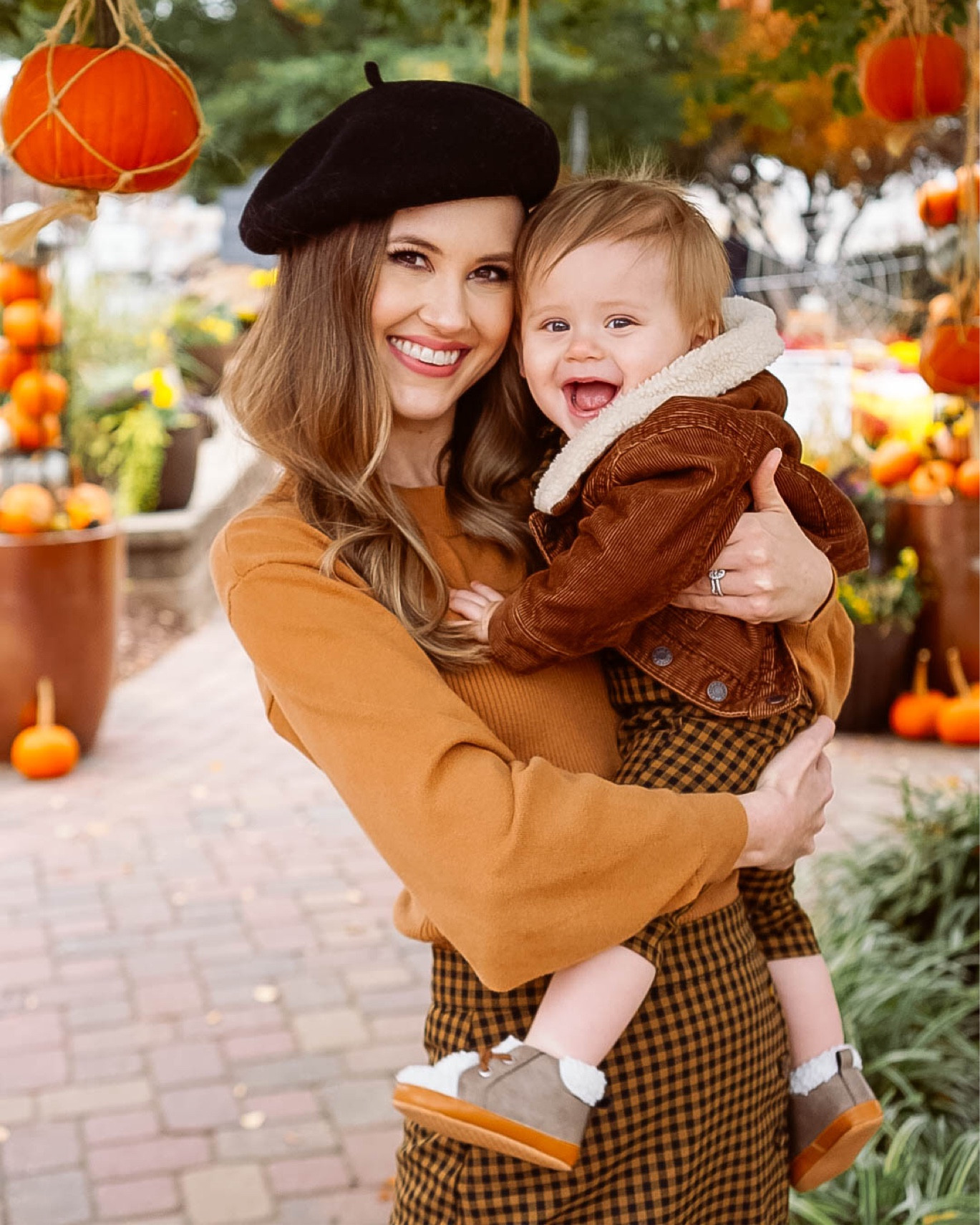 Matching mom and baby boy outfit. Also available for girls and kids. Plaid checkered mini skirt and jumpsuit. Baby brown Sherpa corduroy jacket. Camel sweater. 

#LTKbaby #LTKHoliday #LTKsalealert