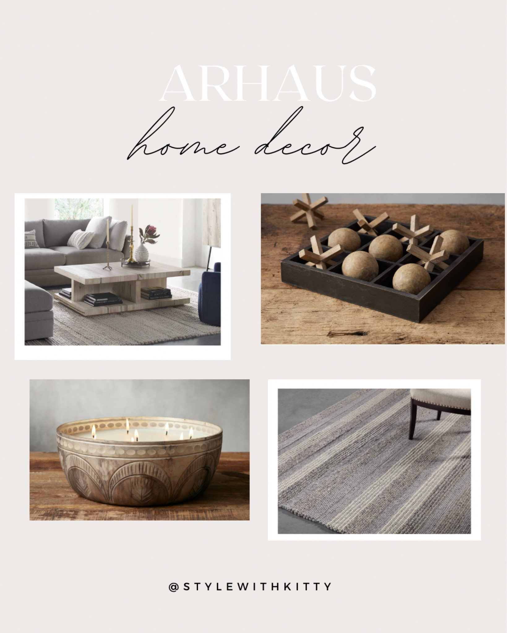 Changing up some of our spaces in our home and I’ve started a mood board for our dining and living rooms! Here are some of my latest obsessions for home decor at Arhaus 
#arhaus #home #coffee #table #candle #rug #livingspaces

#LTKhome #LTKsalealert #LTKHoliday