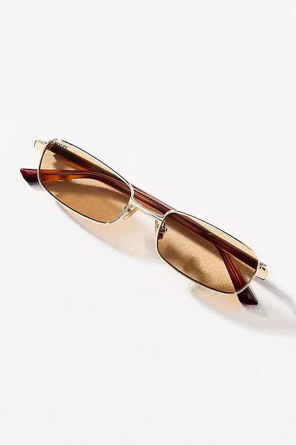 Slim Rectangle Metal Sunglasses | Anthropologie (US)